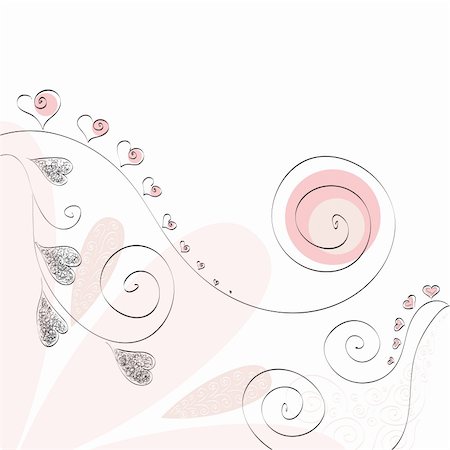 pink heart and curl valentine romantic background Stock Photo - Budget Royalty-Free & Subscription, Code: 400-05887157