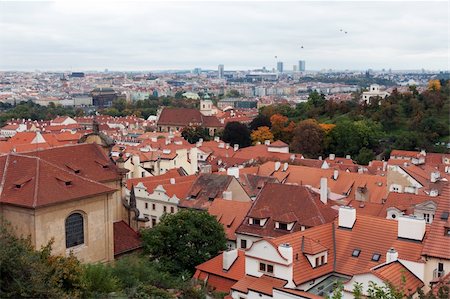 simsearch:400-05732427,k - View of Prague from the top, the red roofs Stock Photo - Budget Royalty-Free & Subscription, Code: 400-05887499