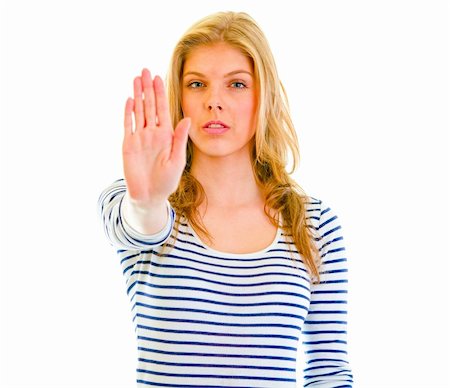 simsearch:400-05888428,k - Portrait of serious teen girl showing stop gesture Stock Photo - Budget Royalty-Free & Subscription, Code: 400-05888427