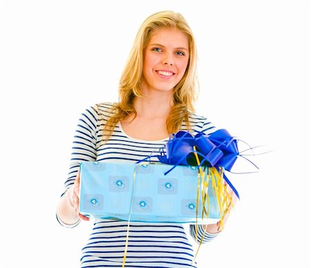 simsearch:400-05888428,k - Portrait of beautiful teen girl with present box in hand Stock Photo - Budget Royalty-Free & Subscription, Code: 400-05888435