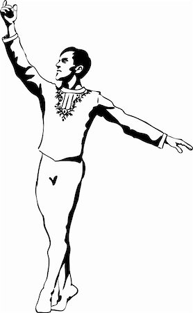 a sketch male ballet dancer standing in pose Foto de stock - Super Valor sin royalties y Suscripción, Código: 400-05888543