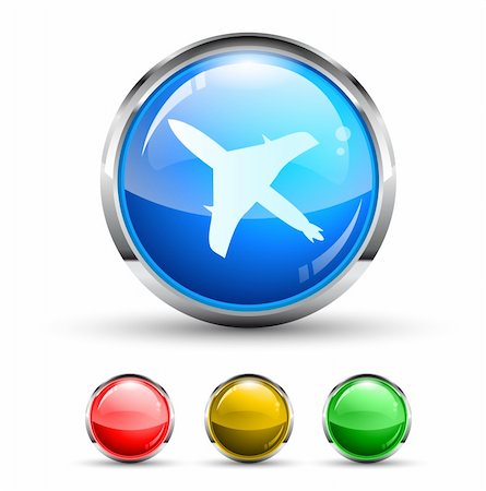 shadow plane - Airplane Cristal Glossy Button with light reflection and Cromed ring. 4 Colours included. Stock Photo - Budget Royalty-Free & Subscription, Code: 400-05888871