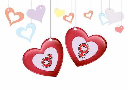 simsearch:400-07464468,k - Love Happy Valentine with Gender Icon Illustration in Vector Isolated White Background Stock Photo - Budget Royalty-Free & Subscription, Code: 400-05888882