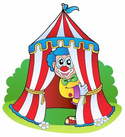 simsearch:400-04236834,k - Cartoon clown in circus tent - vector illustration. Stock Photo - Budget Royalty-Free & Subscription, Code: 400-05880737