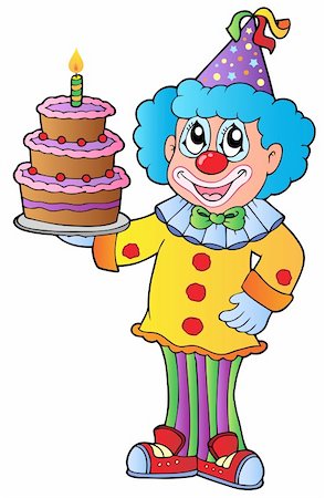 simsearch:400-04236834,k - Cartoon clown with cake - vector illustration. Stock Photo - Budget Royalty-Free & Subscription, Code: 400-05880738