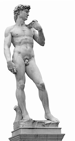 Statue of David isolated on white. Copy of original in Florence, Italy Stock Photo - Budget Royalty-Free & Subscription, Code: 400-05881747