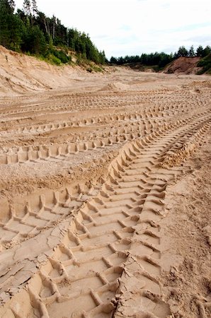 skid marks - Freight car wheel marks left in the sand pit. Stock Photo - Budget Royalty-Free & Subscription, Code: 400-05881885
