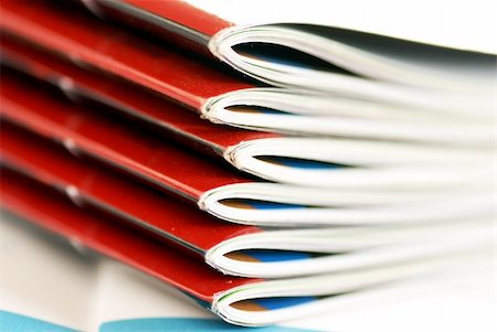 publishing - stack of same magazines with red covers closeup Stock Photo - Budget Royalty-Free & Subscription, Code: 400-05882107