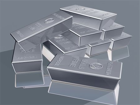 Illustration of platinum reserves piled in a stack Stock Photo - Budget Royalty-Free & Subscription, Code: 400-05882154