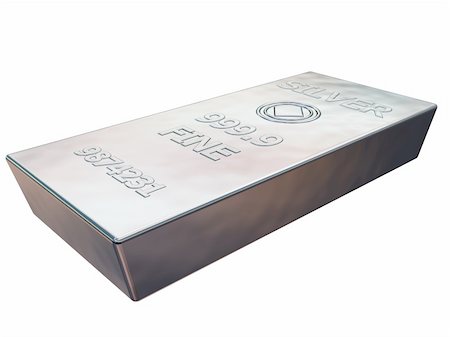 Isolated illustration of a pure silver ingot Stock Photo - Budget Royalty-Free & Subscription, Code: 400-05882155