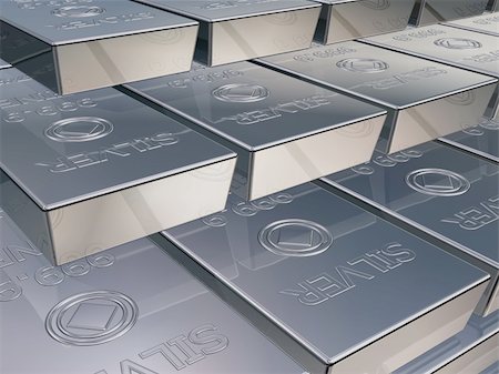 Illustration of silver reserves piled high in a stack Stock Photo - Budget Royalty-Free & Subscription, Code: 400-05882156