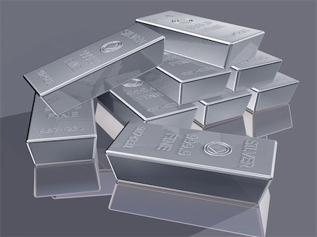 Illustration of silver reserves piled in a stack Stock Photo - Budget Royalty-Free & Subscription, Code: 400-05882157
