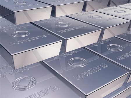 Illustration of platinum reserves piled high in a stack Stock Photo - Budget Royalty-Free & Subscription, Code: 400-05882153