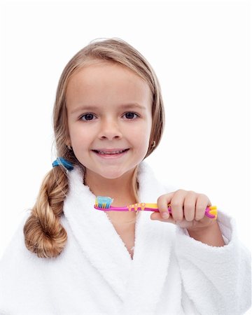 simsearch:400-04151137,k - Little girl washing teeth after bath - personal hygiene education Photographie de stock - Aubaine LD & Abonnement, Code: 400-05882577