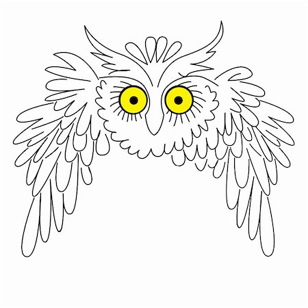 vector silhouette owl on white background Stock Photo - Budget Royalty-Free & Subscription, Code: 400-05882985