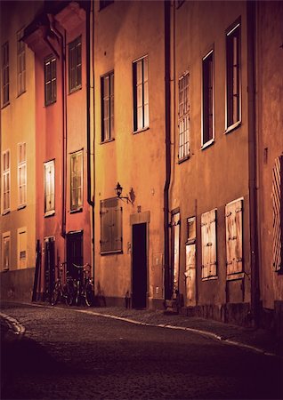 sweden window lamp - Evening scene from Gamla Stan, the Old Town of Stockholm Stock Photo - Budget Royalty-Free & Subscription, Code: 400-05883440