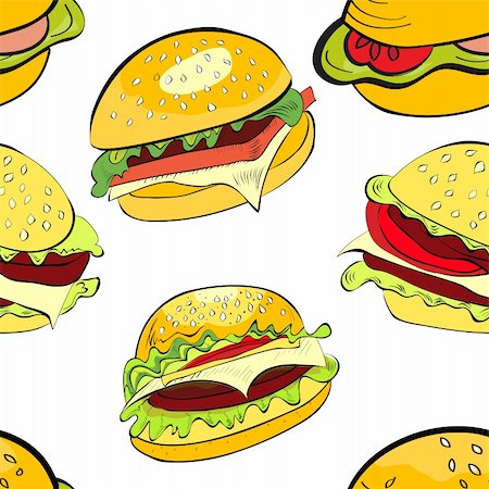 food wallpapers - Seamless background with cartoon style hamburgers Stock Photo - Budget Royalty-Free & Subscription, Code: 400-05894477