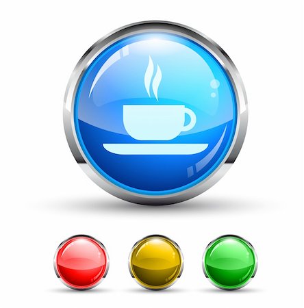 empty glossy icon - Coffee Bar Cristal Glossy Button with light reflection and Cromed ring. 4 Colours included. Stock Photo - Budget Royalty-Free & Subscription, Code: 400-05894928