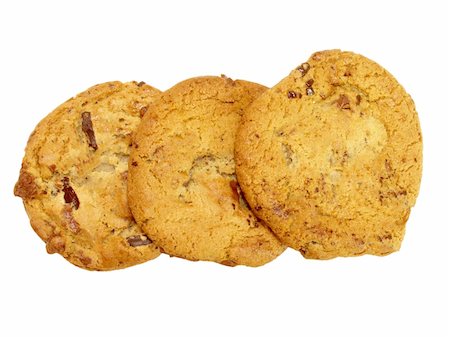 simsearch:614-06537664,k - Trio Of Chocolate Chip Cookies Isolated On White Background Stock Photo - Budget Royalty-Free & Subscription, Code: 400-05895170