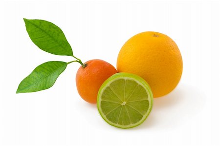 simsearch:400-04716078,k - Group of citrus fruits as orange, lime and mandarin isolated on white background Stock Photo - Budget Royalty-Free & Subscription, Code: 400-05895955