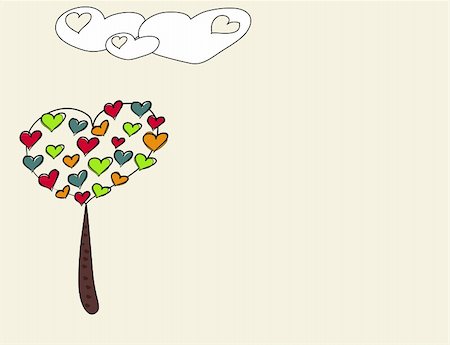 simsearch:400-04299563,k - abstract heart tree and clouds background vector illustration Stock Photo - Budget Royalty-Free & Subscription, Code: 400-05896153