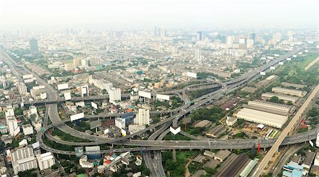 ramps on the road - Panorama of Bangkok from Baiyoke Sky Hotel. Thailand Foto de stock - Super Valor sin royalties y Suscripción, Código: 400-05896396
