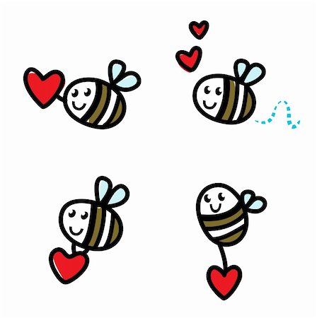 Doodle flying bee set. Vector Illustration Stock Photo - Budget Royalty-Free & Subscription, Code: 400-05897179