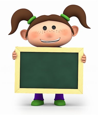 simsearch:400-04210606,k - cute girl holding a blank chalkboard - high quality 3d illustration Stock Photo - Budget Royalty-Free & Subscription, Code: 400-05897452