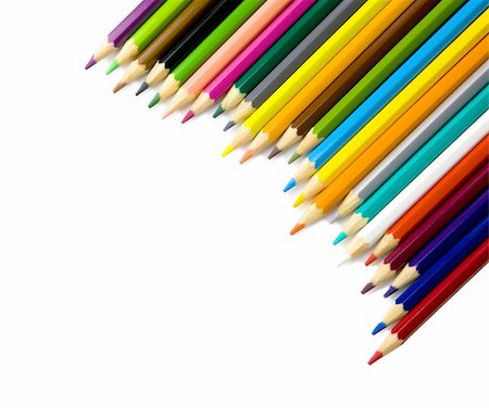simsearch:400-04046903,k - Multi colored pencils in a corner on a white background Stock Photo - Budget Royalty-Free & Subscription, Code: 400-05898003