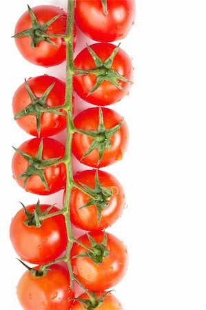 Some fresh ripe cherry tomatoes on a branch isolated over white background Stock Photo - Budget Royalty-Free & Subscription, Code: 400-05898097