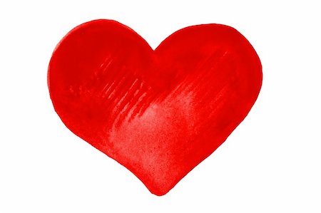 red heart painted in watercolor on white background Stock Photo - Budget Royalty-Free & Subscription, Code: 400-05898943