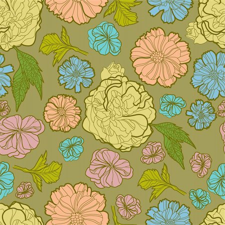 simsearch:400-04411448,k - Vector seamless vintage floral botany pattern Stock Photo - Budget Royalty-Free & Subscription, Code: 400-05899035