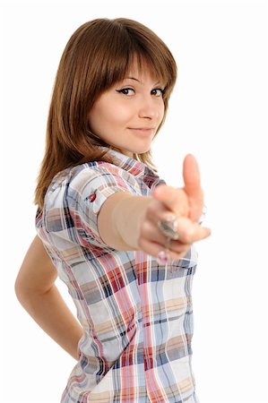 girl pointing at you, isolated on white background Photographie de stock - Aubaine LD & Abonnement, Code: 400-05899231