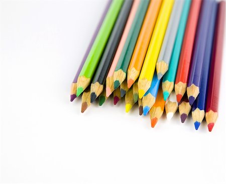 simsearch:400-04046903,k - Multi colored pencils in a corner on a white background Stock Photo - Budget Royalty-Free & Subscription, Code: 400-05899340
