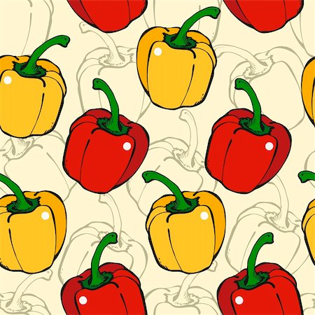 Seamless background from red and yellow pepper on a beige Stock Photo - Budget Royalty-Free & Subscription, Code: 400-05899754