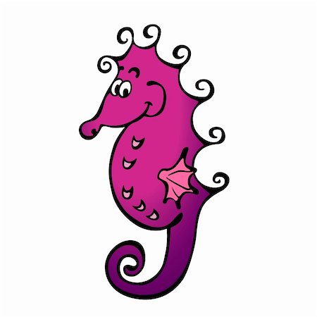 seahorse cartoon abstract - Cute vector seahorse isolated on white clear background Stock Photo - Budget Royalty-Free & Subscription, Code: 400-05899757