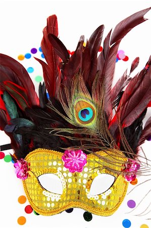 simsearch:400-04664354,k - Carnival mask with confetti on white background Foto de stock - Super Valor sin royalties y Suscripción, Código: 400-05899753