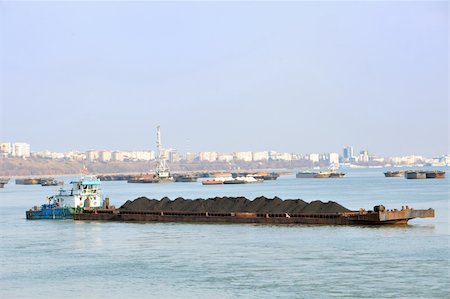 coal in harbor on danube river Stock Photo - Budget Royalty-Free & Subscription, Code: 400-05890412