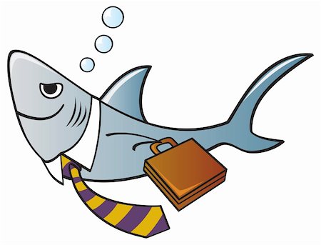 A shark dressed as a businessman with a tie and briefcase. Stock Photo - Budget Royalty-Free & Subscription, Code: 400-05890670