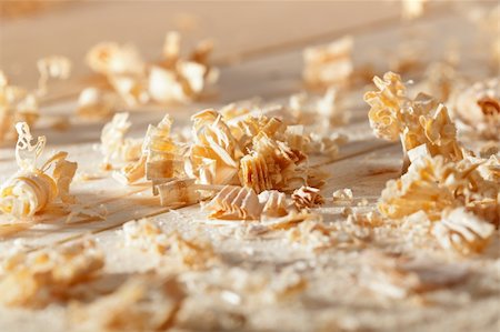 Wooden shavings on the workbench in natural light Stock Photo - Budget Royalty-Free & Subscription, Code: 400-05890753