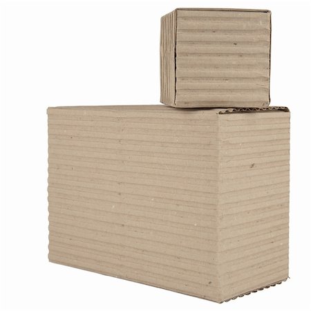 simsearch:400-06073227,k - two cardboard boxes isolated over a white background Stock Photo - Budget Royalty-Free & Subscription, Code: 400-05890804