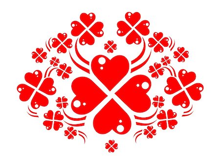 simsearch:400-05887181,k - wreath of red hearts like four-leaved clovers Stock Photo - Budget Royalty-Free & Subscription, Code: 400-05890864