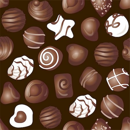 simsearch:400-04350016,k - A lot of different delicious chocolates on a dark brown background | Seamless vector wallpaper Stock Photo - Budget Royalty-Free & Subscription, Code: 400-05891055