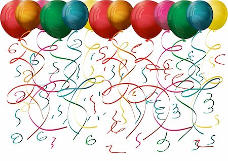 multicolored balloons and confetti on white background. vector illustration Stock Photo - Budget Royalty-Free & Subscription, Code: 400-05891293