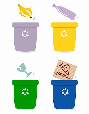 simsearch:400-07301131,k - The four separation boxes for common garbage. Vector Illustration Stock Photo - Budget Royalty-Free & Subscription, Code: 400-05891432
