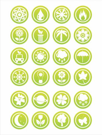 sun snowflake leaf symbol - set of 21 green nature signs Stock Photo - Budget Royalty-Free & Subscription, Code: 400-05891657