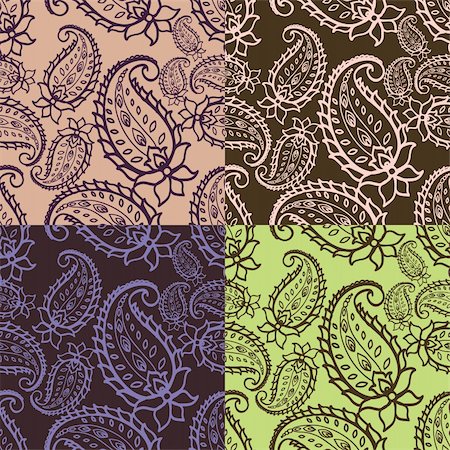simsearch:400-05363614,k - Paisley seamless pattern in 4 colour variations Stock Photo - Budget Royalty-Free & Subscription, Code: 400-05892040