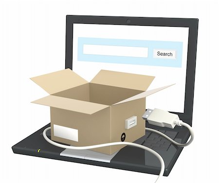simsearch:400-05735817,k - Laptop and open box. Objects isolated over white Stock Photo - Budget Royalty-Free & Subscription, Code: 400-05892070