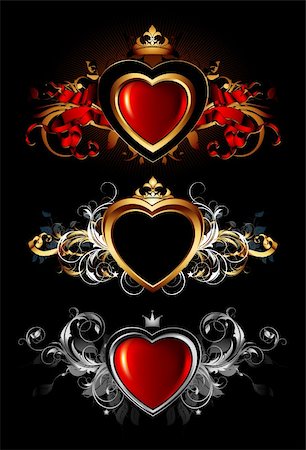 simsearch:400-04914047,k - heart forms with ornate elements, this illustration may be useful as designer work Stock Photo - Budget Royalty-Free & Subscription, Code: 400-05892214