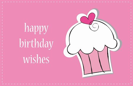 Pink happy birthday heart cupcake Stock Photo - Budget Royalty-Free & Subscription, Code: 400-05904537